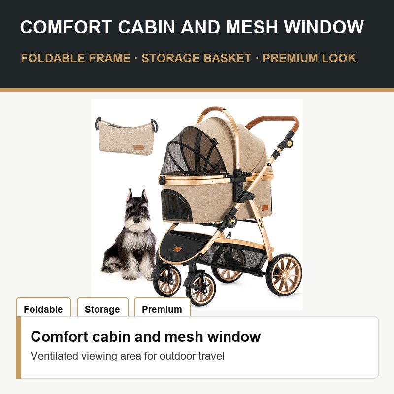 Beige Luxury Pet Stroller - Fit Detail