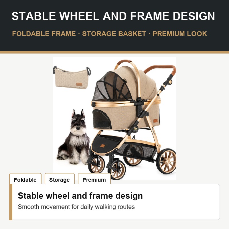 Beige Luxury Pet Stroller - Material