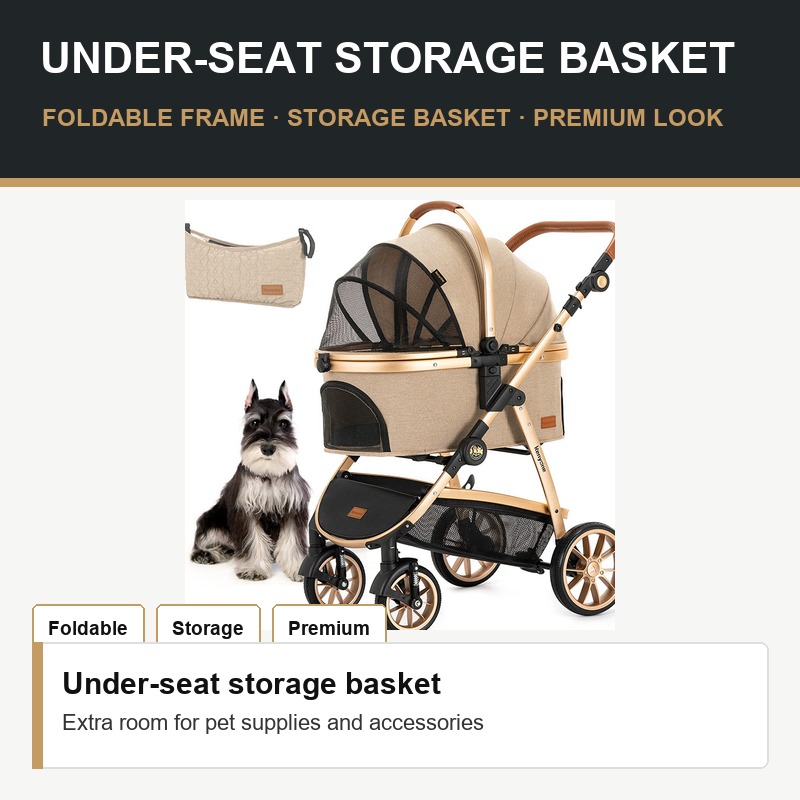 Beige Luxury Pet Stroller - Hardware
