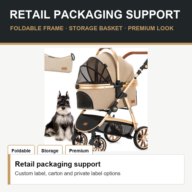 Beige Luxury Pet Stroller - Packaging