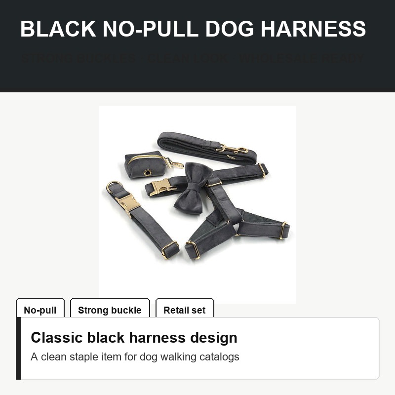 Black No-Pull Dog Harness
