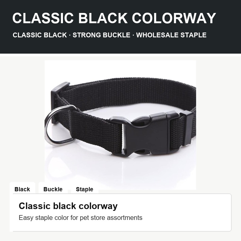 Black Quick-Release Nylon Collar - Hardware