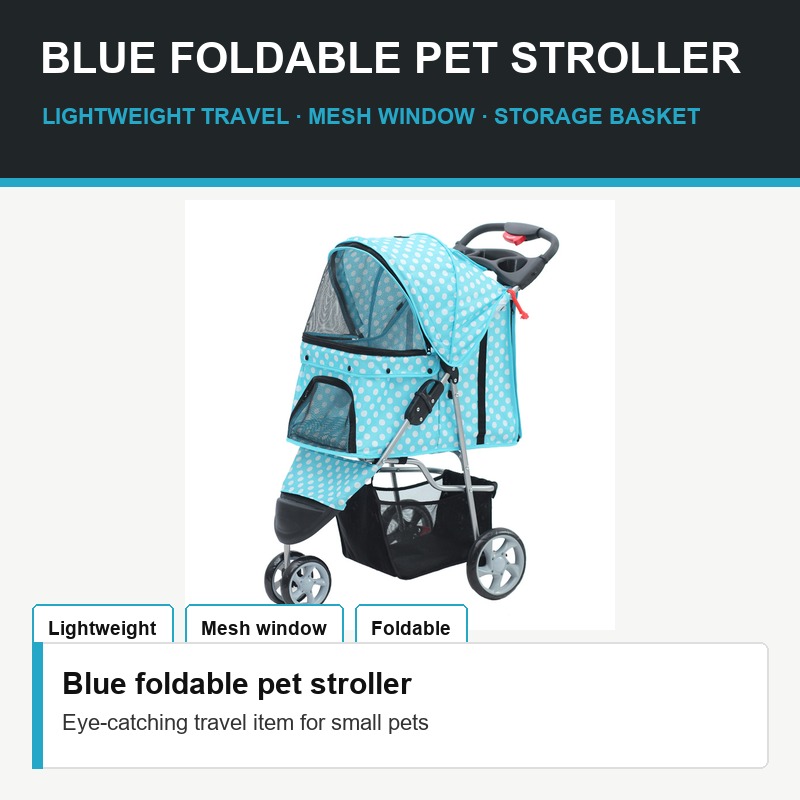Blue Foldable Pet Stroller