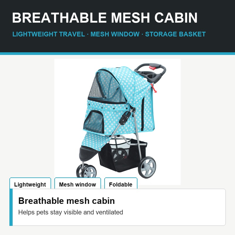 Blue Foldable Pet Stroller - Fit Detail