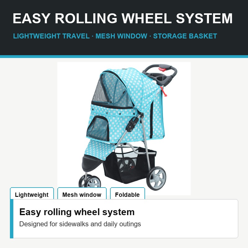 Blue Foldable Pet Stroller - Material