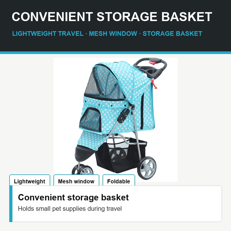 Blue Foldable Pet Stroller - Hardware