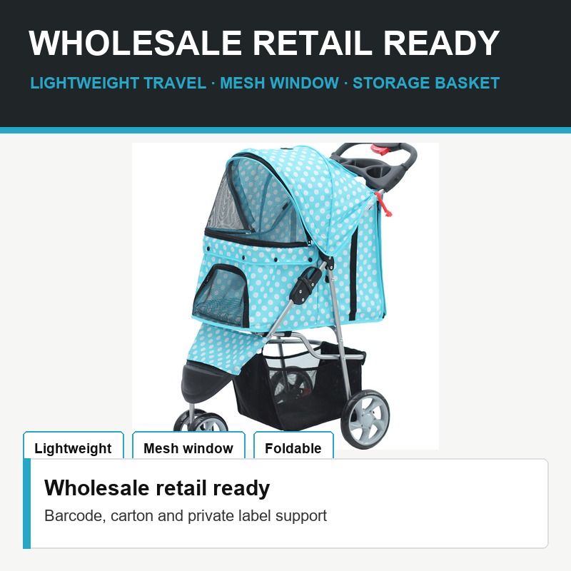 Blue Foldable Pet Stroller - Packaging