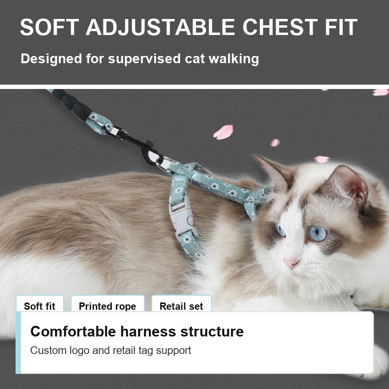 Japanese Style Cat Harness and Leash Set - Soft Fit