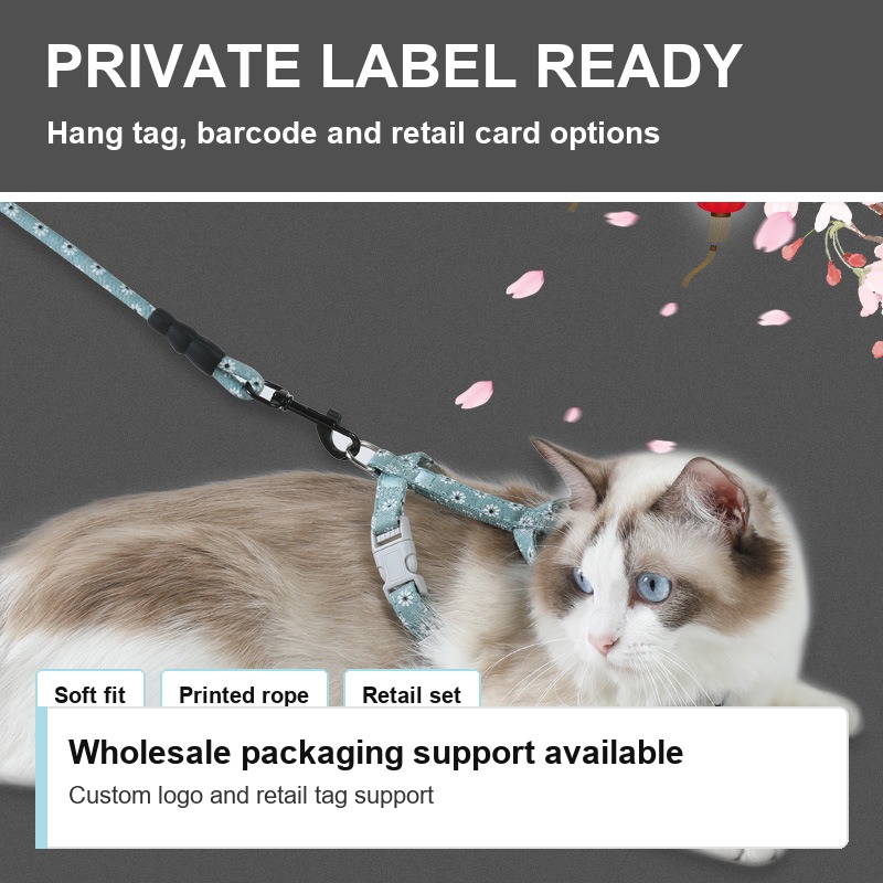 Japanese Style Cat Harness and Leash Set - Private Label