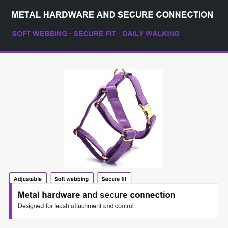 Purple Adjustable Dog Harness - Hardware