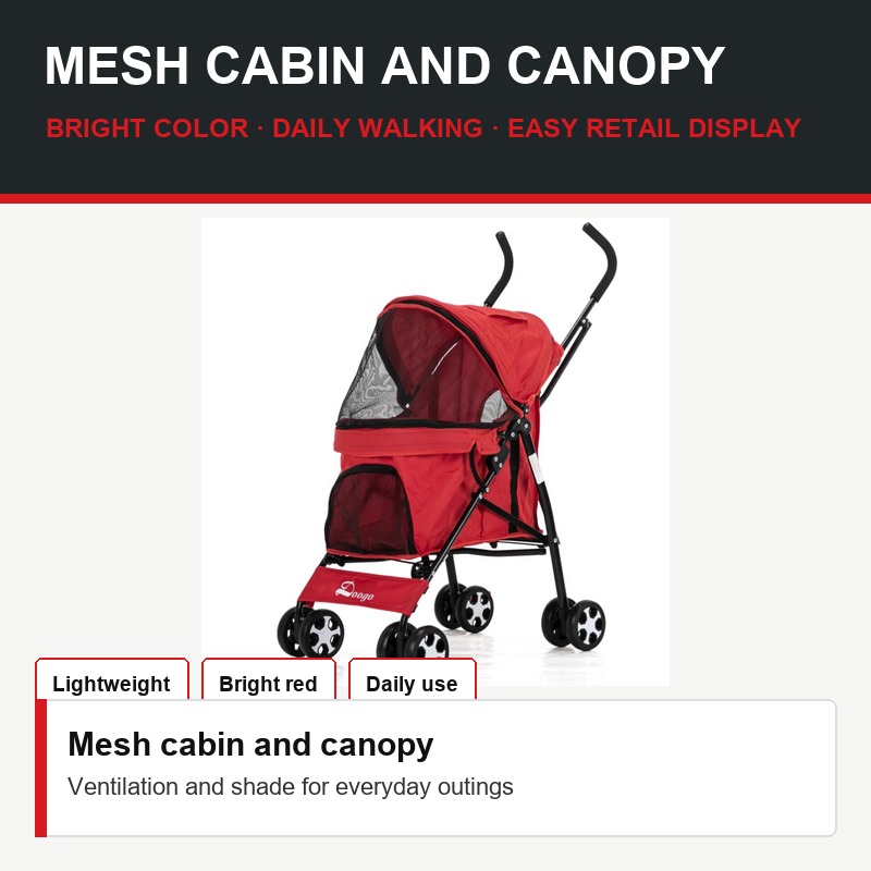 Red Lightweight Pet Stroller - Fit Detail