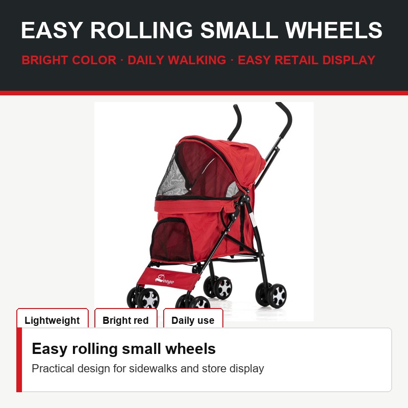 Red Lightweight Pet Stroller - Material