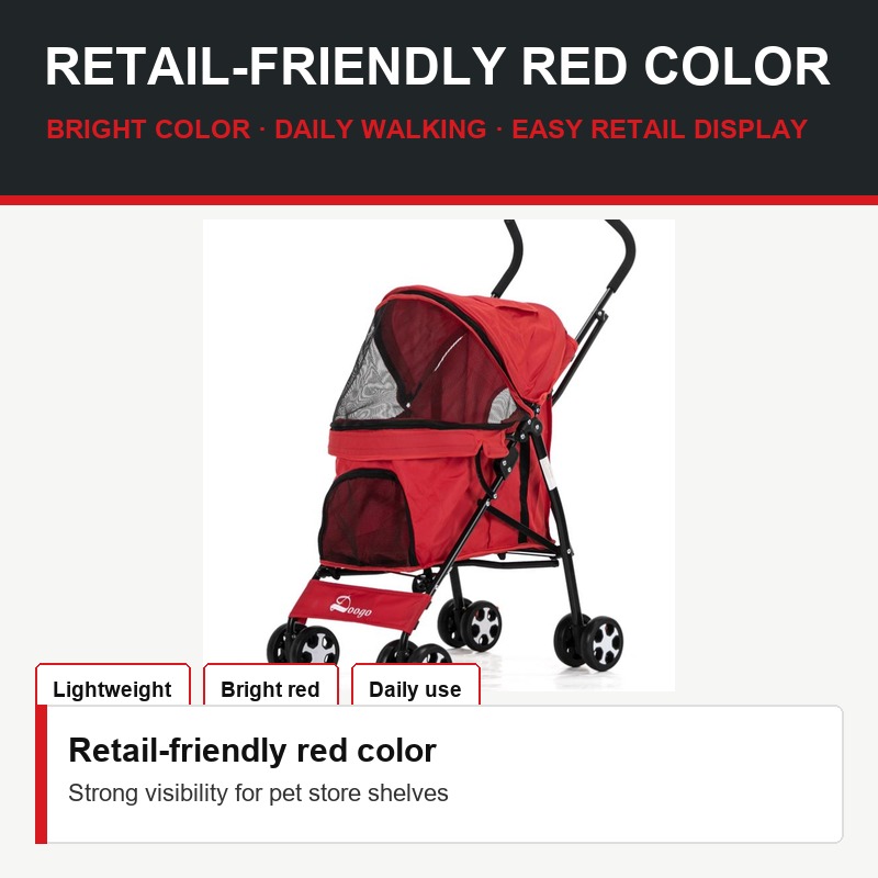 Red Lightweight Pet Stroller - Hardware