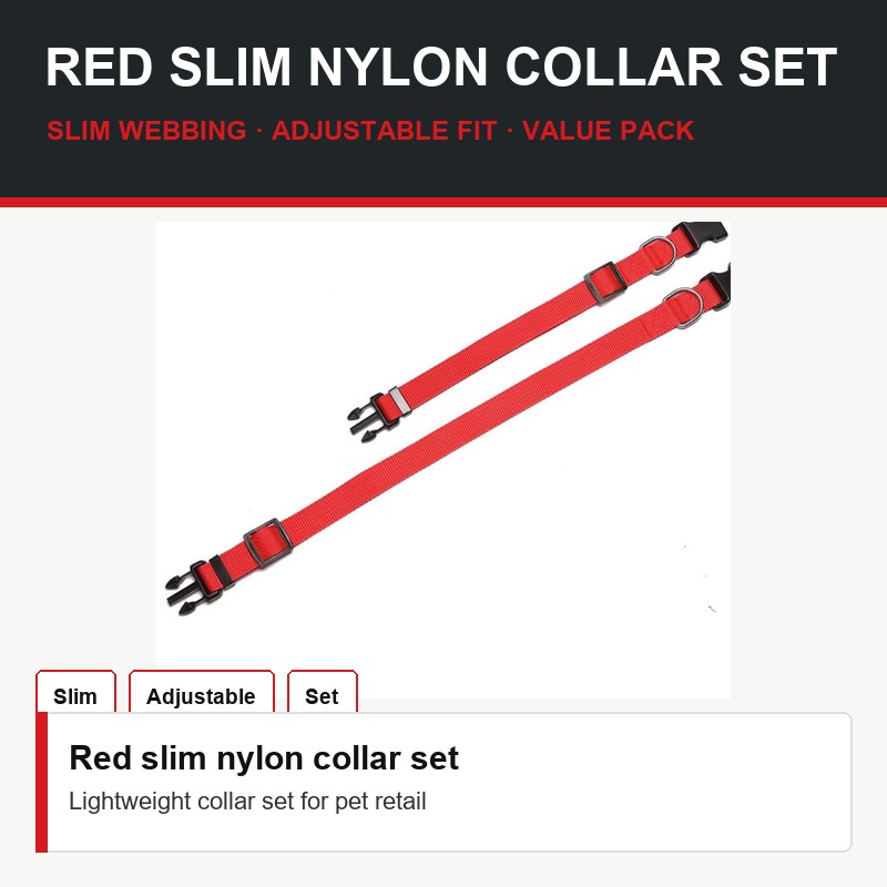 Red Slim Nylon Collar Set