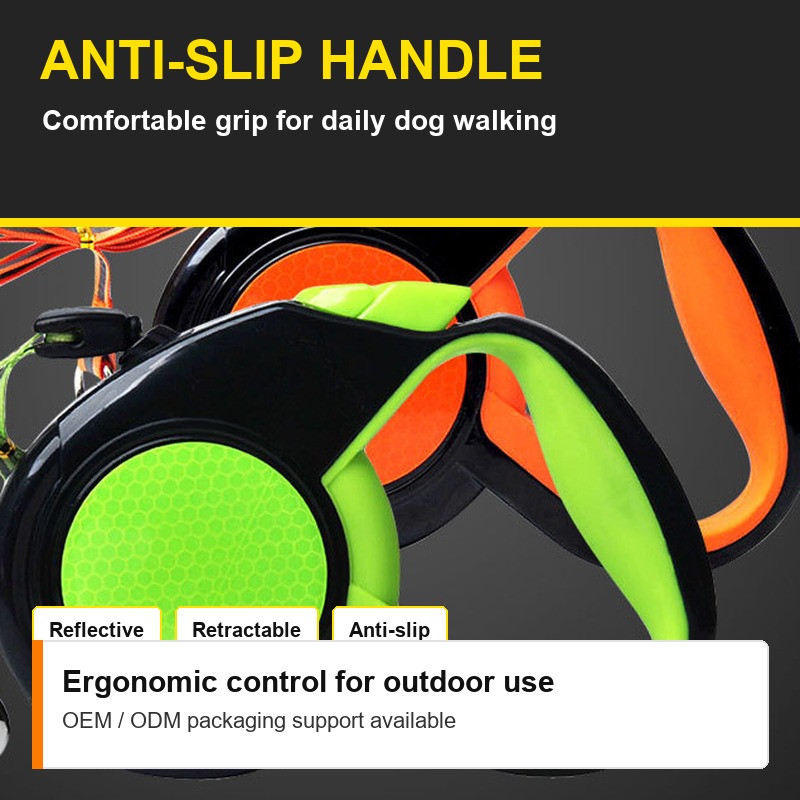 Reflective Retractable Dog Leash - Handle